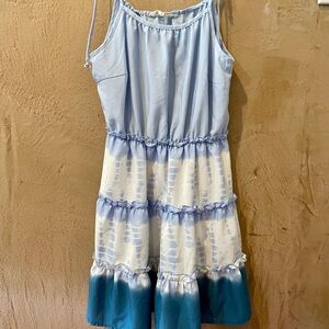 Indulge Blue and White Ruffled Tiered Sundress